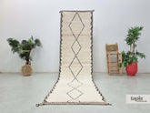 Karata – Tapis berbère 91x305 blanc et noir - Tapis Beni Ouarain couloir géométrique
