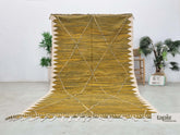 Karim - Tapis berbère sur mesure vert et jaune - Tapis Zanafi losanges kilim