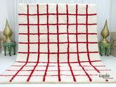 Kashmala – tapis berbère beni ouarain blanc et rouge quadrillé sur mesure