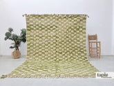 Khadra – Tapis berbère sur mesure vert damier - Tapis Beni Ouarain shaggy