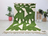Kiran - Tapis berbère 195x300 blanc et vert - Tapis Beni Ouarain abstrait