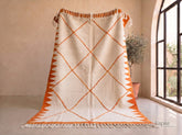 Laymon - Tapis kilim sur mesure orange brûlé et ivoire - Tapis berbère à losanges