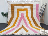 Liyana - tapis berbère sur mesure rose et moutarde rayé - tapis Beni Ouarain