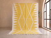 Losa - Tapis kilim sur mesure jaune doré et ivoire - Tapis berbère à losanges