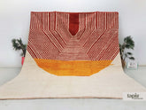 Lufin - Tapis berbère 366x457 rouge et orange - Tapis Beni Ouarain rayé