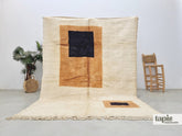 Moha - Tapis berbère 220x281 marron et blanc - Tapis Mrirt rayé