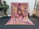 Mahira - Tapis berbère 150x227 rose poudré - Tapis Beni Ourain géométrique