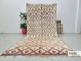 Manhal - tapis berbère 181x395 crème et orange - tapis Beni Ouarain géométrique vintage