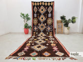 Maram - tapis berbère 164x471 marron et bleu - tapis Beni M'Guild géométrique vintage
