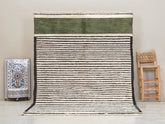 Massin - Tapis Beni Ouarain vert et noir - Tapis berbère à rayures sur mesure