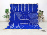 Mouja – Tapis berbère 213x213 bleu - Tapis Beni Ouarain abstrait