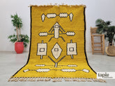 Mayada - Tapis berbère sur mesure jaune et blanc - Tapis Beni Ourain géométrique