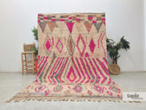 Mayar - Tapis berbère 208x304 rose profond géométrique vintage - Tapis Boujaad