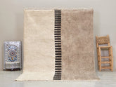 Meryam - Tapis Beni Ouarain berbère brun et blanc - Tapis géométrique sur mesure