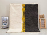 Meryam - Tapis Beni Ouarain berbère noir et blanc - Tapis géométrique en laine sur mesure