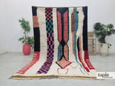 Misha - Tapis berbère 195x293 blanc multicolore - Tapis Beni Ourain abstrait