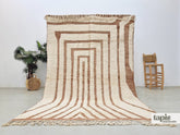 Mounia - Tapis berbère sur mesure blanc et marron - Tapis Mrirt haute laine