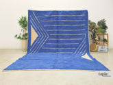 Nabd- Tapis berbère sur mesure bleu - Tapis Beni Ouarain rayures relief