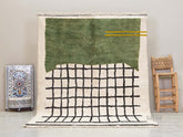 Najd - Tapis Beni Ouarain vert et blanc - Tapis berbère à motifs quadrillés sur mesure