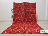 Narjis - tapis berbère 218x335 blanc et rouge - tapis Beni Ouarain géométrique vintage
