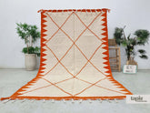 Oralya - Tapis berbère 193x300 blanc et orange - Tapis Zanafi losanges kilim