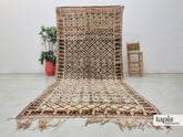 Raafat - tapis berbère 187x372 marron - tapis Beni Ouarain shaggy à losanges vintage