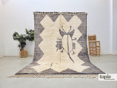 Rafaf - Tapis berbère 207x295 blanc et gris - Tapis Mrirt abstrait