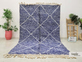 Rahma - Tapis berbère 195x260 bleu foncé et blanc - Tapis Beni Ouarain géométrique