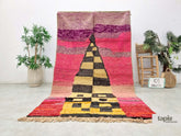 Rajwa – Tapis berbère 167x267 rose et jaune abstrait - Tapis Boujaad