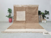 Ranin - Tapis berbère sur mesure marron clair et blanc - Tapis Beni Ouarain géométrique