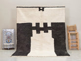Ranya - Tapis berbère Beni Ouarain noir et blanc - Tapis abstrait sur mesure