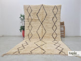 Razina - tapis berbère 194x330 crème et noir - tapis Beni Ouarain shaggy géométrique vintage