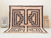 Rif - Tapis Beni Ourain marron et noir - tapis berbère géométrique sur mesure