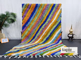 Rima - tapis berbère sur mesure multicolore rayé - tapis beni ouarain relief fait main