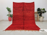 Rmana - tapis berbère 190x275 rouge - tapis Beni Ouarain uni vintage