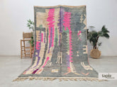 Sadala - Tapis berbère 170x257 gris et rose abstrait vintage - Tapis Boujaad
