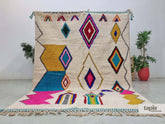 Sahar - Tapis berbère sur mesure rose multicolore - Tapis Beni Ouarain géométrique