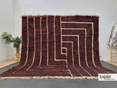 Sahraoui – tapis berbère sur mesure marron rayé shaggy – tapis Beni Ouarain en laine