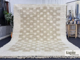 Salama - tapis berbère sur mesure beige et écru damier - tapis beni ouarain fait main