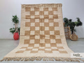 Salama - Tapis berbère 210x282 taupe clair et blanc - Tapis Beni Ourain à carreaux