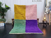 Salma - Tapis berbère 128x179 multicolore rose - Tapis Beni Ourain tribal