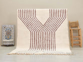 Samira - Tapis Beni Ourain marron moka et blanc - tapis berbère rayé sur mesure