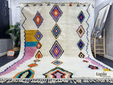 Sehar - Tapis berbère sur mesure blanc et rose clair - Tapis Beni Ourain géométrique
