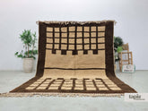 Shakia-Tapis berbère sur mesure marron et beige - Tapis Beni Ouarain géométrique