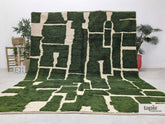 SOR -Tapis berbère 274x335 vert profond et ivoire - Tapis Beni Ouarain abstrait relief