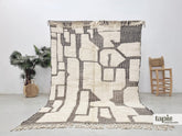 SOUJOUD - Tapis berbère sur mesure blanc et noir - Tapis Mrirt zigzag relief