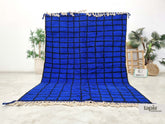 Sour - Tapis berbère 195x268 bleu et noir - Tapis Beni Ouarain géométrique