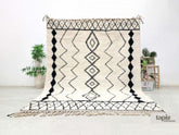 Soutor - Tapis berbère 213x274 blanc et noir - Tapis Beni Ouarain géométrique
