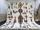 Tabassum - tapis berbère beni ouarain 250 x 295 cm blanc géométrique