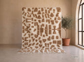 tafza - Tapis berbère sur mesure marron et ivoire - Tapis Beni Ourain abstrait